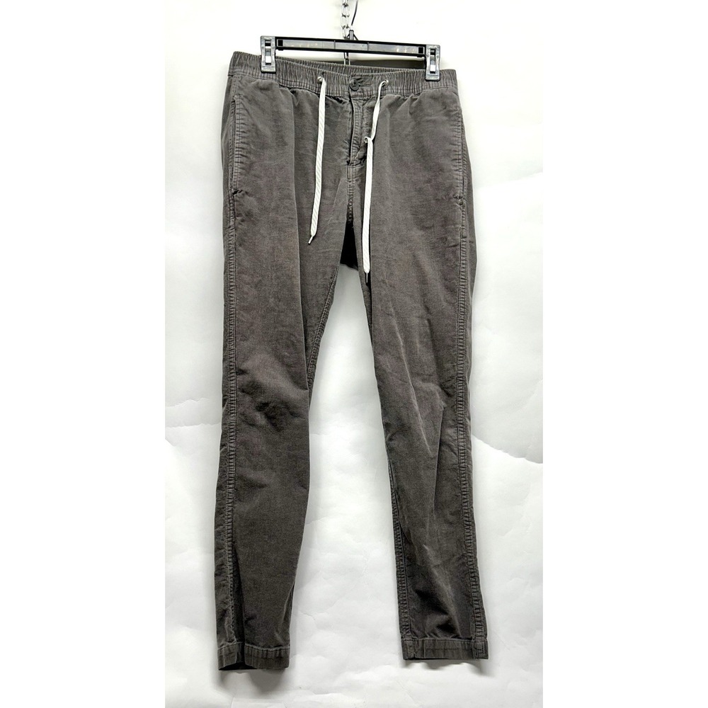 Vuori Men's Medium Cotton Blend Corduroy Grey Drawstring Pants (C7)